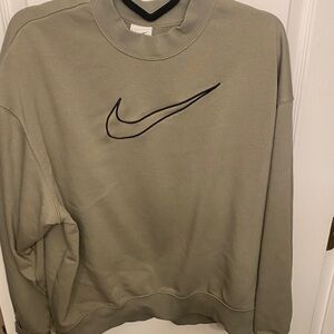 Nike Crewneck Sweatshirt in Olive with Black Swoosh